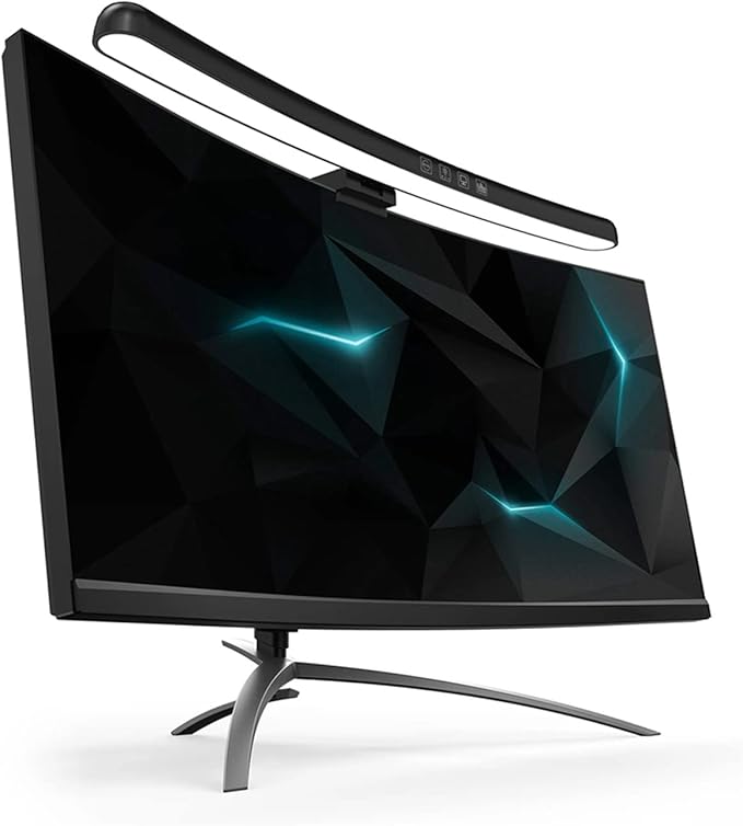 Computer Monitor Lamp, Curved Screen Monitor Light Bar for Eye Caring, Touch Dimming, No Screen Glar e, 7 Color RGB Light Effect, USB C LED Computer Lamp for Desk,Gaming