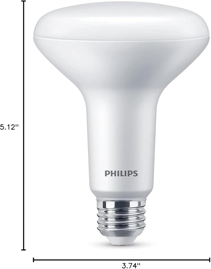 PHILIPS LED 65W BR30 3-Pack Basic Soft White (2700K) 650 Lumen (9W = 65W) Frosted Flicker-Free Light Bulbs