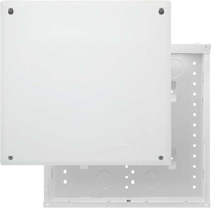 Legrand - OnQ 14 Inch Cable Management, In-Wall 20-Gauge Media Box, Structured Wiring Enclosure with 2.5 Inch Openings for Wires, Glossy White, EN1400