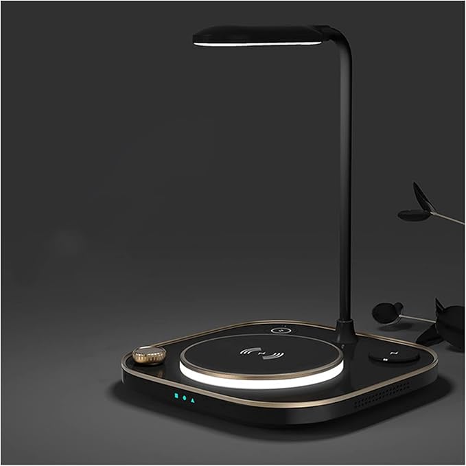 Led Office Desk Lamp Charger Lamp 15w Fast 3 in 1 Charging for Phone Watch Earphone (Color : E) (Black)