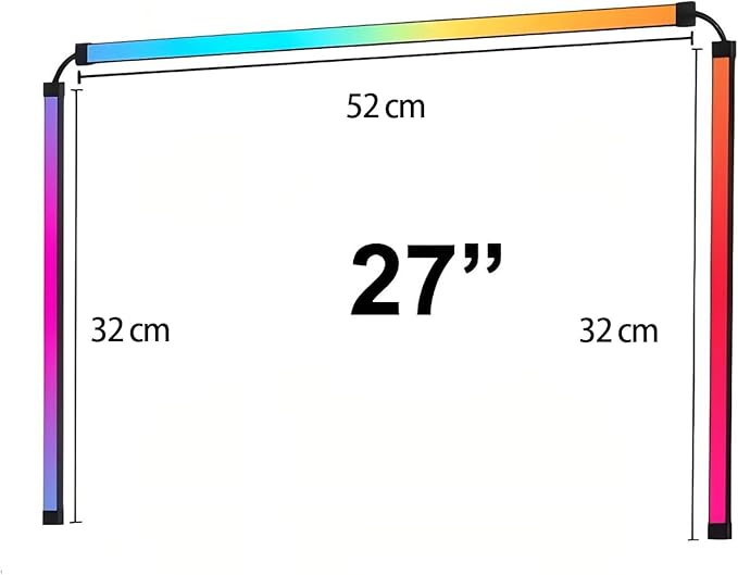 LED Strip Lights for 27-Inch PC Monitor, RGB Backlight for Screen Sync with Smart App Control, Gaming Room & Desk Decor, 3 Sides