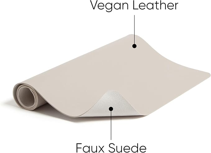 Smead Desk Pad, Vegan Leather Desk Mat with Non-Slip Faux Suede Backing, Perfect Desk Organizer for Office Decor, 23.6” x 13.7” Small, Sandstone (64836)