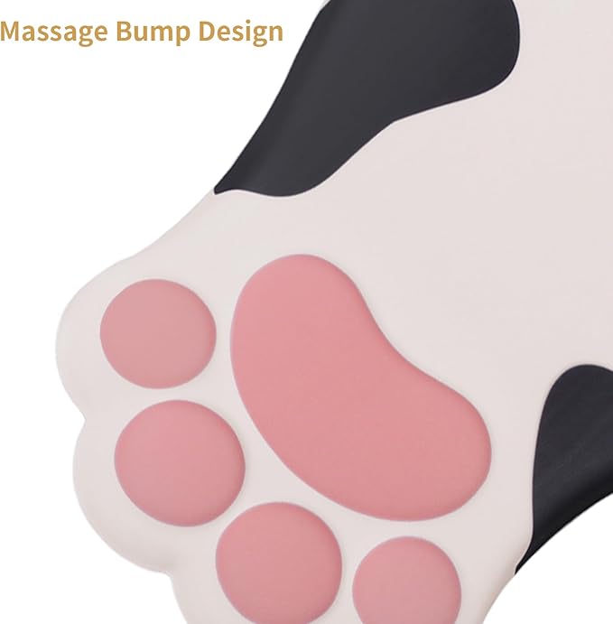 L-SPOUTTO Ergonomic Mouse Pad with Wrist Rest,Cute Cat Paw Mousepad Wrist Support,Comfortable Massage Design Computer Pain Relief Mouse Pad with Non-Slip PU Base for Desk Laptop Gaming,Cow