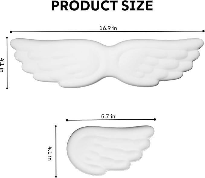 White Angel Wings Ergonomic Memory Foam Wrist Rest Computer Keyboard and Mouse Set Cute Gaming Keyboard Wrist Support pad PU Leather Surface Non-Slip and Waterproof Includes a Cleaning Brush