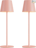Cordless Table Lamp Rechargeable Pink - KK 2 Pack 5000mAH Battery Operated Lamp for Counter, 3 Color Stepless Dimming Waterproof LED Wireless Lamp for Dining Kitchen, Outdoor Patio, Touch Control