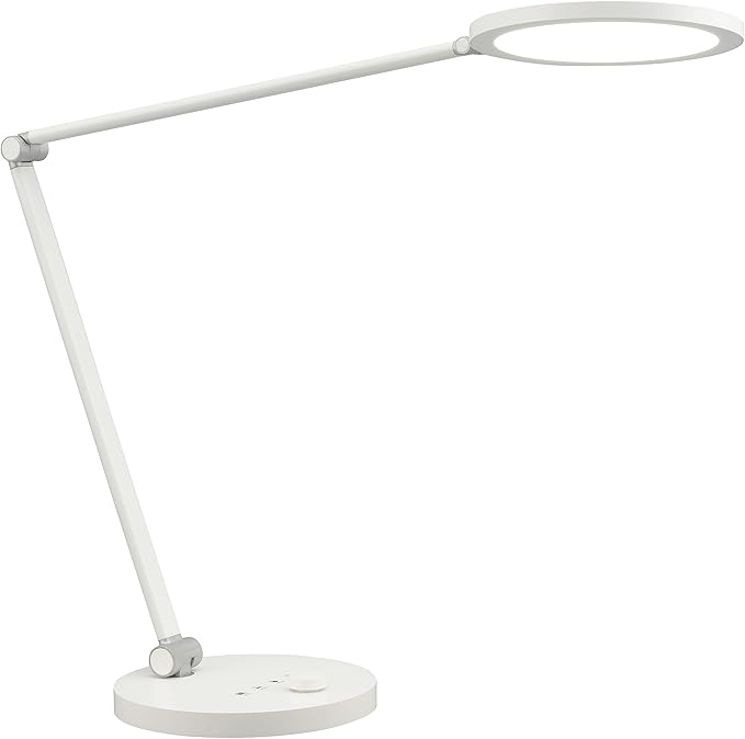 Desk Lamp for Home Office, Metal Swing Arm Desk Light, 3 Mode Stepless Dimming Desktop Lamp, 14W 1200LM Computer Task LED Lamp, Desk Ring Light for Streaming, Podcasting, Video Calls, Conference