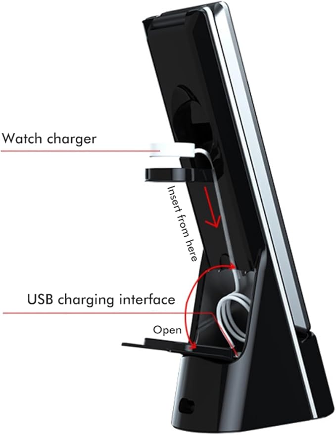 Wireless Charging LED Desk Lamp, Desk Lamp with Clock/Alarm Clock Office, Reading Light Book Light, Touch Dimming 3 Color Modes, Desk for Studying/University