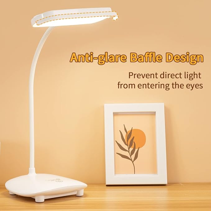Cordless Desk Table Lamp Reading Light 40 Led Rechargeable Big Battery, Touch 3 Modes,2 Ways Power,Dimmable,Gooseneck,Small Portable Bedroom Bedside Lamp