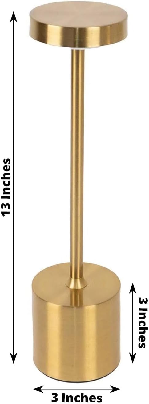Balsa Circle Gold Metal Rechargeable Cordless Table Lamp with Touch Control Wedding Reception Party Home Events Centerpieces Decorations