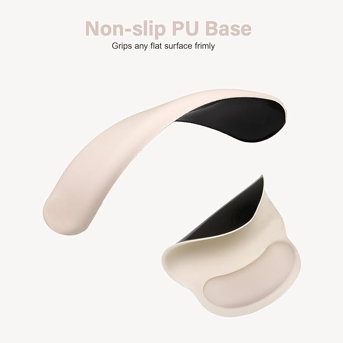 MOSISO Wrist Rest Support for Mouse Pad&Keyboard Set, Circle Curved Ergonomic Mousepad&Coaster Non-Slip Base Home/Office Wrist Support&Easy Typing Pad with Soft Cloth&Silicone Lining, Apricot