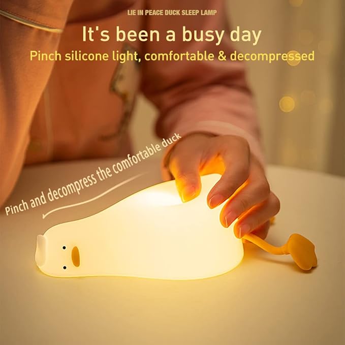 TOOGE LED Duck Night Light Cute Small Lamp Night Light for Kids 3 Levels Dimmable Nursery Nightlight with Timer Silicone Squishy Duck Portable Rechargeable Touch Bedside Lamp