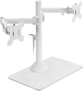 VIVO Freestanding Dual Monitor Stand with Sleek Glass Base and Adjustable Arms, Mounts 2 Screens up to 32 inch and 22 lbs Each, White, STAND-V002FGW