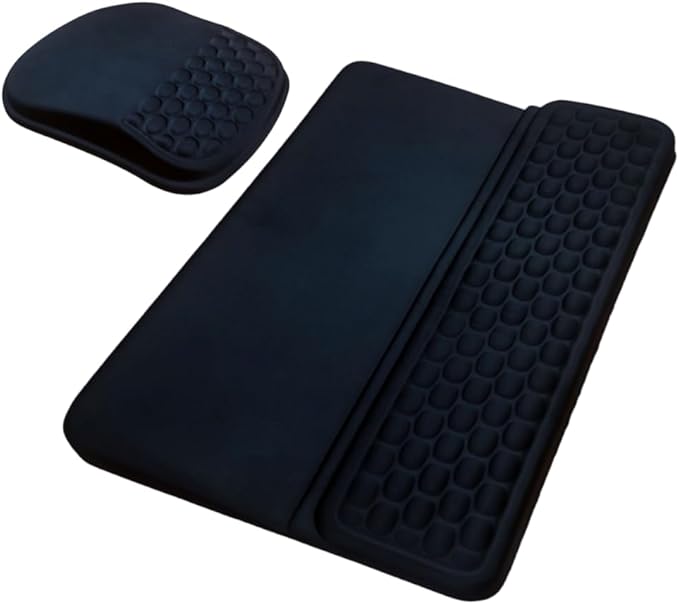 Keyboard Wrist Rest -Ergonomic Keyboard Stand with Wrist Rest- with Carpal Tunnel Massage Bumps and Full Memory Gel Design - Ideal Frequent Computer (Black)