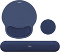MOSISO Wrist Rest Support for Mouse Pad&Keyboard Set, Circle Curved Ergonomic Mousepad&Coaster Non-Slip Base Home/Office Wrist Support&Easy Typing Pad with Soft Cloth&Silicone Lining, Navy Blue