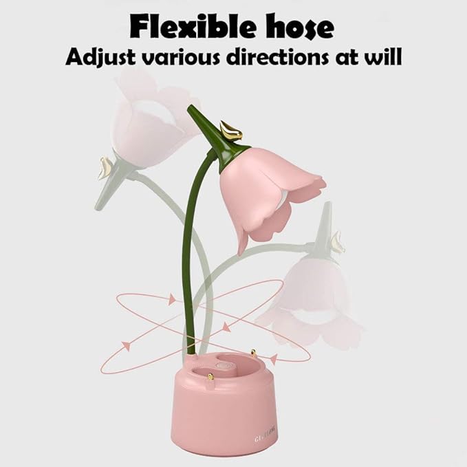 Pink Cute Desk Lamp for Kid, Rechargeable LED Lamp with USB Charging Port, Flexible Gooseneck, 3 Color Modes & Stepless Dimming, Table Lamp for College Dorm Bedroom Reading