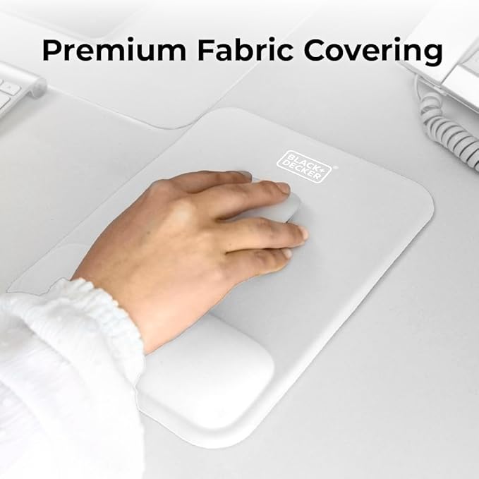 BLACK+DECKER Ergonomic Mouse Pad Wrist Support - Comfortable Mouse Pad Wrist Rest - Wrist Relief Gel Mousepad - Non-Slip Base Aesthetic Mousepad for Gaming, Home, Office - Perfect for Computer, Laptop
