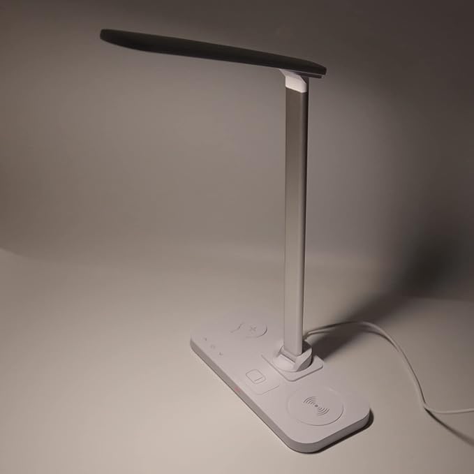 LED Desk Lamp,25 LED Touch Control Desk Light with 15W Fast Charger,3 Levels Brightness,Dimmable Eye-Caring Reading LED Desk Light for Home,5W (White)