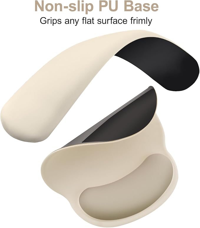 MOSISO Wrist Rest Support for Mouse Pad&Keyboard Set, Circle Curved Ergonomic Mousepad&Coaster Non-Slip Base Home/Office Wrist Support&Easy Typing Pad with Soft Cloth&Silicone Lining, Khaki