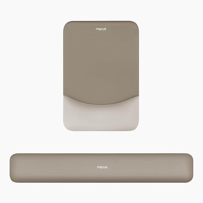 MOSISO Wrist Rest Support for Mouse Pad&Keyboard Set, Rectangular Ergonomic Mousepad Non-Slip Base Home/Office Easy Typing Pad with Neoprene Cloth&Raised Silicone Lining, Bronze Brown
