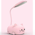 LED Desk Lamp for Kids, Cute Cat Lamp USB Rechargeable Reading Light,Portable LED Table Light, Flexible Gooseneck Eye-Care Cartoons Small Desk Lamp Girls Gifts(Pink)