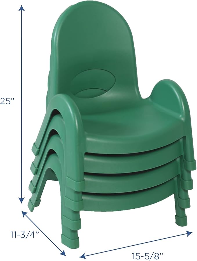 Angeles Value Stack 5" Child Chair, Shamrock Green, 4 Pack, Stackable Ergonomic Seating Solution for Classrooms and Homeschools