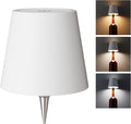 Metal Wireless Bottle Lamp, Wireless Bottle Lamp Shade with 3 Color Temperature, Rechargeable Stepless Dimming LED Wine Bottle Lights for Any Bottle, Desk Lamp for Bedroom Restaurant Bar - White