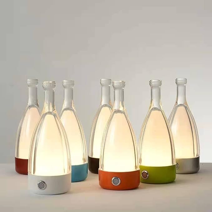 'Anna' Modern Table Lamp, Portable Wireless Bottle LED Light, Dimming Touch Control Switch, USB Rechargeable, Stylish Light for Home, Office, Hotel and Restaurant (Black)
