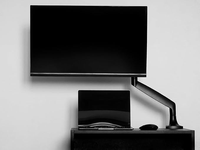 Monoprice Single Monitor Adjustable Gas Spring Desk Mount - Black, Supports Up to 34 inch Monitors, 19.8 LBS Display Weight, Smooth Full-Motion Black - Workstream Collection