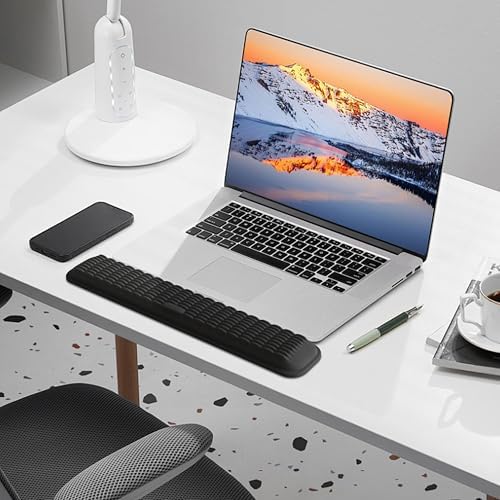 MEKASS Ergonomic Wrist Rest for Keyboard and Mouse, Soft Memory Foam Keyboard Wrist Rest Set with Non-Slip Silicone Base, Easy Typing, Comfort for Office, Work, Gaming (White)