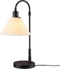 Globe Electric 20" Table Lamp, Matte Black, White Fabric Shade, Rotary Switch on Socket, 5-Foot Black Cord, Bedroom, Home Décor, Nightstand