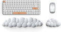 Cloud Keyboard Wrist Rest Pad Set,Enlarge PU Leather Memory Foam Wrist Cushion Support,Easy Typing,Mouse Wrist Rest Pad,Non-Slip Wrist Support for Home, Office,White