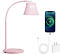 AXX TU08 Pink Cute Desk Lamp with USB Charging Port, 650 Lumens 3-Color Modes, 5-Touch Dimming, 30/60-Minute Timer, 18-Inch LED Small Table Light for Kids Teen Girls, College Dorm Room Essentials