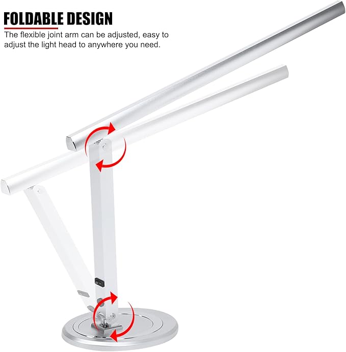 EVTSCAN 10W USB Foldable LED Desk Lamp, with 46 LEDs, 180 Degrees Adjustable Arm, Aluminium Alloy Body, Modern Eye Care LED Table Light for Home Office, for Reading, Studying, Working
