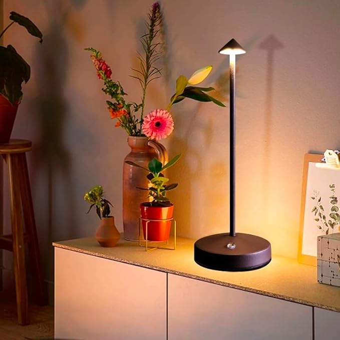 Cordless Table Lamps,Rechargeable Led Touch Bar Lamp, Portable Battery Desk Lamp,2 Level Brightness Dimmable Night Light,Minimalist Design, for Living Room/Restaurant/Couple Dinner/(Rust)