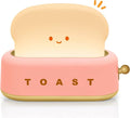 TOOGE Cute Toast Lamp, Small Desk Lamp, Night Light, Rechargeable, Pink, Plastic, Kawaii Decor for Bedroom, Table, Bedside, Desk, Gifts for Kids and Adults