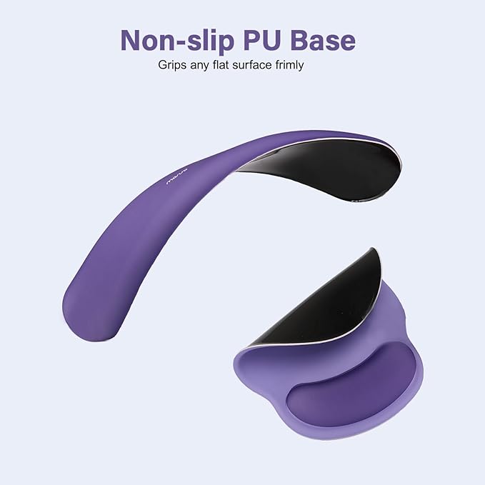 MOSISO Wrist Rest Support for Mouse Pad&Keyboard Set, Circle Curved Ergonomic Mousepad&Coaster Non-Slip Base Home/Office Wrist Support&Easy Typing Pad with Soft Cloth&Silicone Lining, Imperial Purple