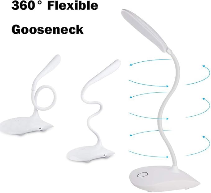 LED Table Lamp,Portable Eye-Protected Flexible Gooseneck Small Desk Lights for Dorm Study Office Bedroom-USB or 3 AA Batteries Powered -Not Include Batteries(1 Pack)