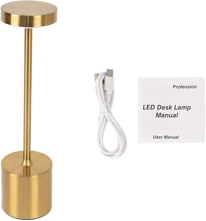 Balsa Circle Gold Metal Rechargeable Cordless Table Lamp with Touch Control Wedding Reception Party Home Events Centerpieces Decorations