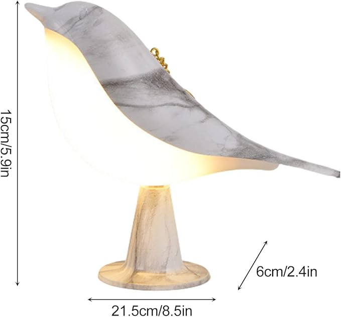 Bedside Touch Control Table Lamp Aroma Lamps Cute Bird Shaped Led Bedside Desk Lamp with USB Charging Port 3 Way Dimmable Creative Night Light Cordless Nightstand Lamp for Bedroom Home Office(Wood)
