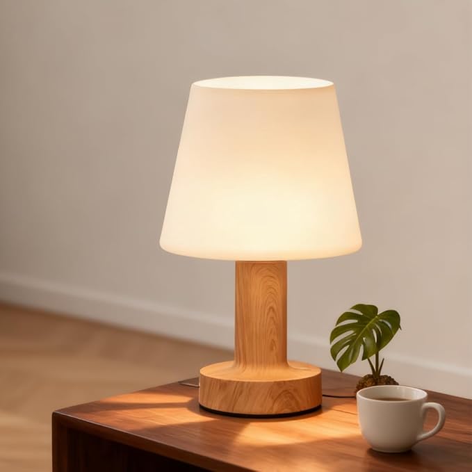 Shower Lamp Mushroom Lamp LED Table Lamp for Bedroom 3-Level Dimmable Rechargeable Desk Bedside Small Lamps Night Light for Bedroom, Living Room, Study and Home Offices Decor
