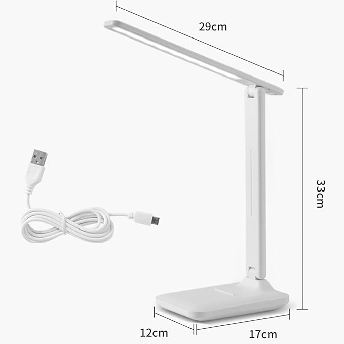 LED Desk Lamp, Dimmable Table Lamp, Touch Control, Rechargeable, White