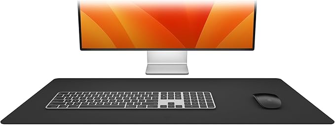 Twelve South Sustainable Leather Large Desk Pad - Desk Mat for Computer, Mouse Traction Surface, Desk Protector, Large Mouse Pad, Moisture and Heat Resistant, Non-Slip Desk Pad, Spill Resistant, Grey