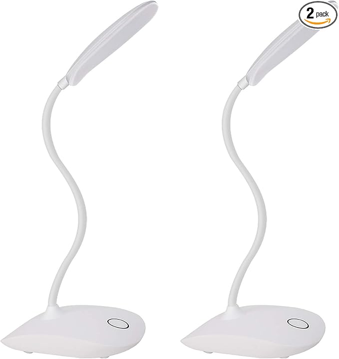 DEEPLITE LED Desk Lamp Battery Operated Lights Cordless Rechargeable Lamp, Flexible Portable Light for Bed Craft Nail Home Office, Eye-Caring Dimmable Small Desk Lamp Wireless Reading Lamp - 2 Pack