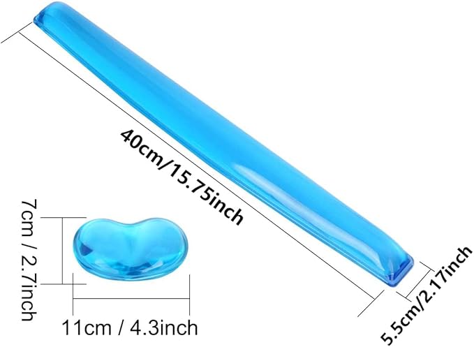 Gel Keyboard & Mouse Wrist Rest Set - Keyboard Wrist Rest Pad & Mouse Support for Office Gaming Pad Computer Laptop Ergonomic Comfortable- Blue Pad Set