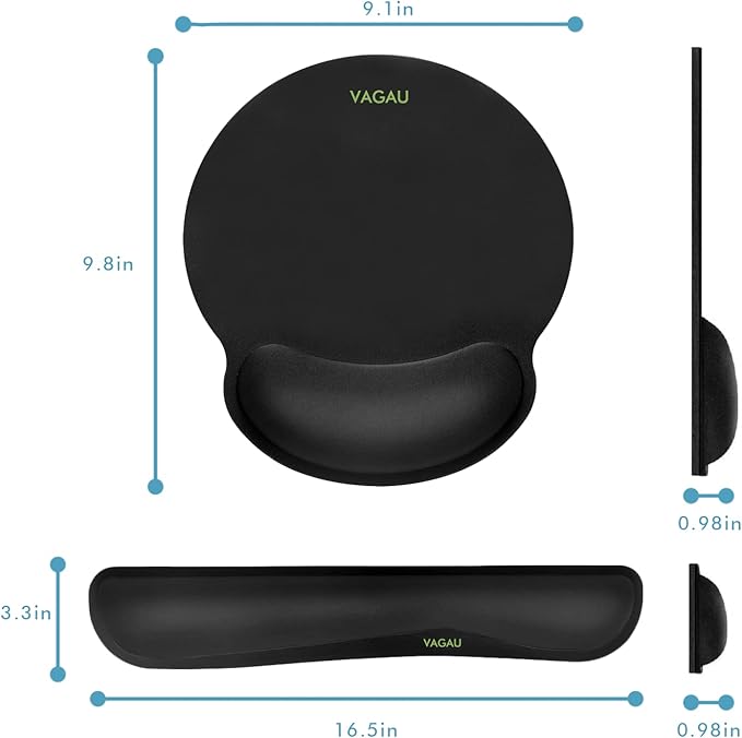 Comfy Mee Premium Memory Foam Keyboard and Mouse Wrist Rest Pads Set - for Comfortable Typing & Wrist Support (Pack of 2)