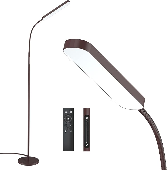 Led Floor Lamps with 15w/1000lm Bright LED Floor Lamp with Stepless Adjustable 3000K-6000K Colors and Dimmer, Remote and Touch Control Reading Lamp, Adjustable Floor Lamp for Living Room
