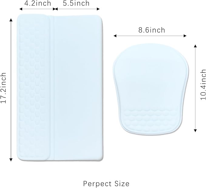 Keyboard Wrist Rest -Ergonomic Mouse Pad- with Carpal Tunnel Massage Bumps and Full Memory Gel Design - Ideal Frequent Computer (White)