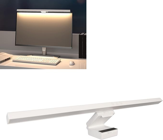 Monitor Light Bar Desk Light Bar 3 Switchable Light Modes Stepless Dimmable Touch Control Computer Screen Light Bar for Office Home White (White)