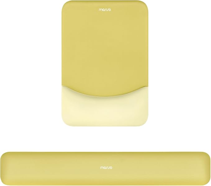 MOSISO Wrist Rest Support for Mouse Pad&Keyboard Set, Rectangular Ergonomic Mousepad Non-Slip Base Home/Office Easy Typing Pad with Neoprene Cloth&Raised Silicone Lining, Yellow