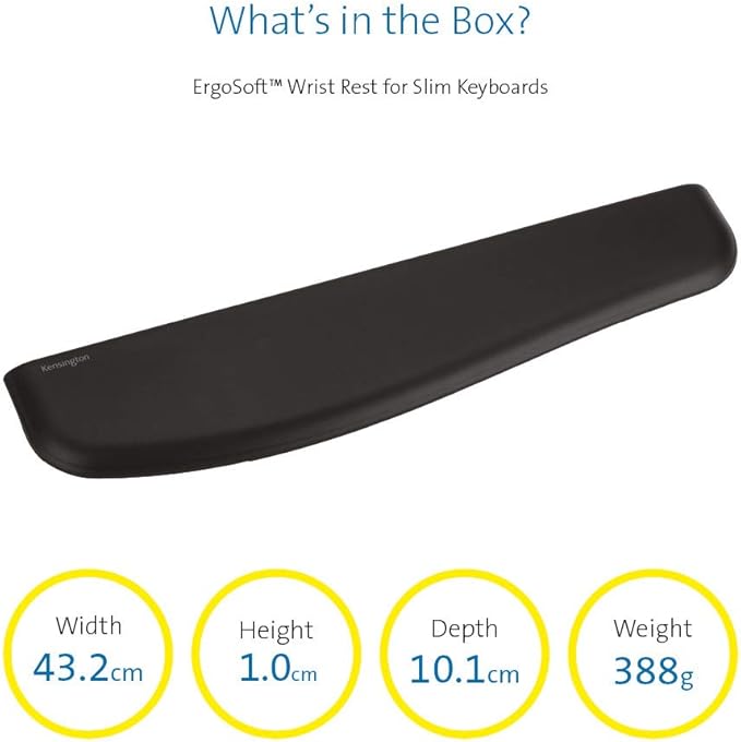 Kensington ErgoSoft Wrist Rest for Slim Keyboards, Black (K52800WW) (Pack of 2)